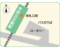 学研北生駒駅改札口前 地図