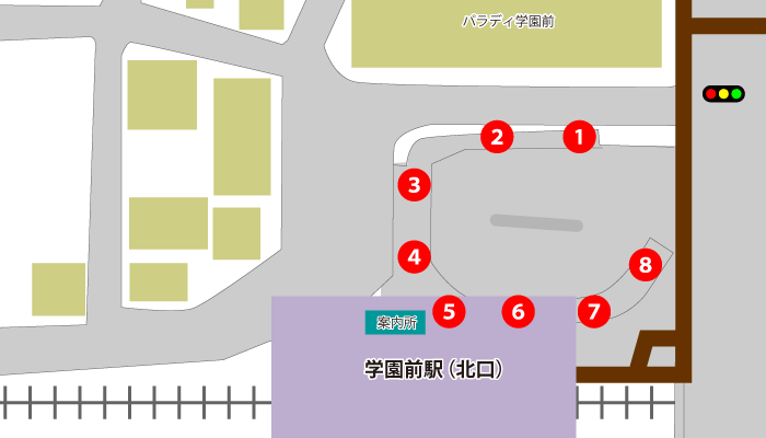 学園前駅(北口) 乗り場の地図