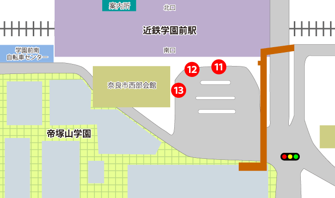 学園前駅(南口) 乗り場の地図