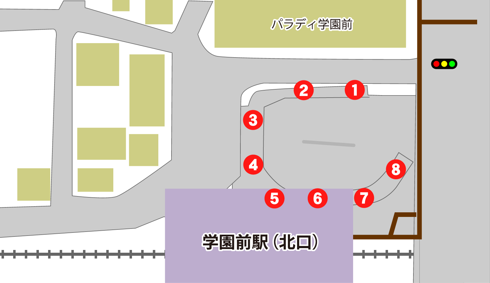 学園前駅（北口） 乗り場の地図