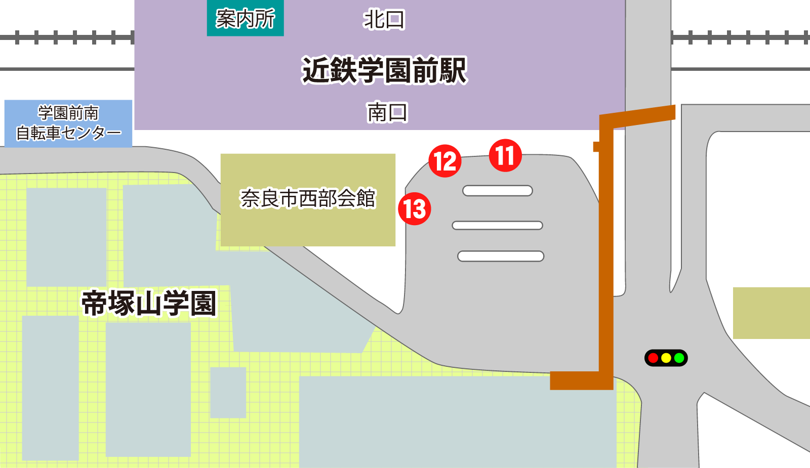 学園前駅（南口） 乗り場の地図