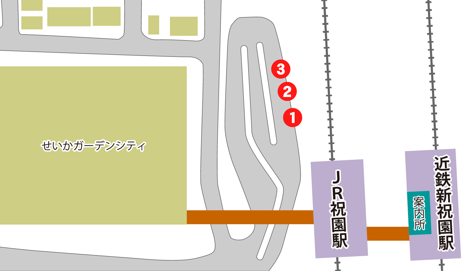 祝園駅 乗り場の地図