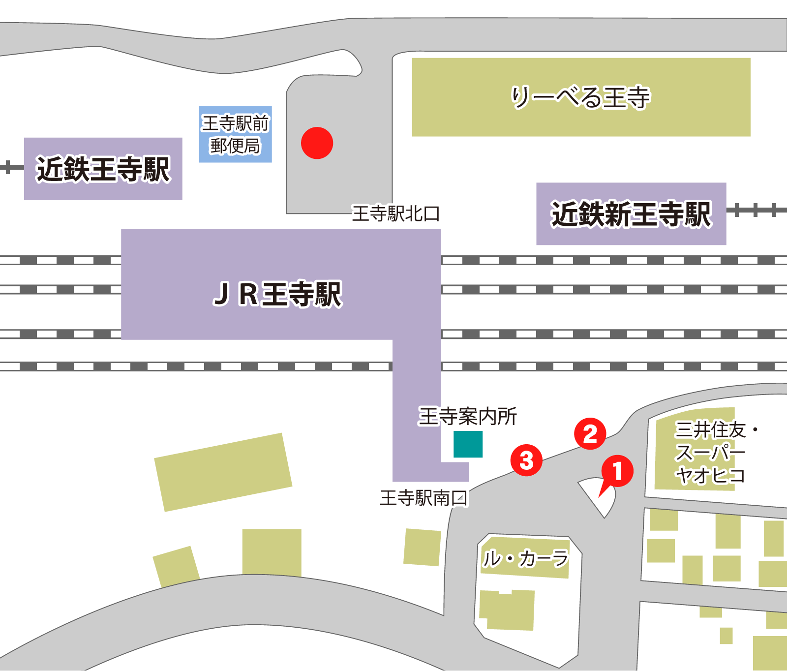 王寺駅（北口・南口） 乗り場の地図