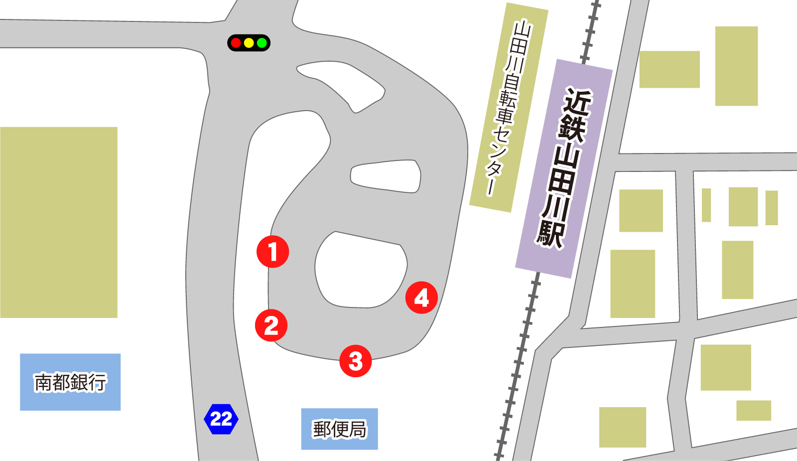 山田川駅 乗り場の地図