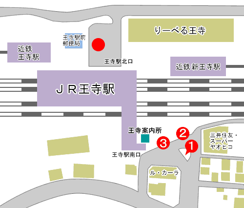 王寺駅(北口・南口) 乗り場の地図