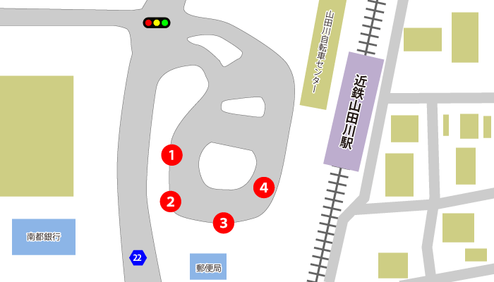 山田川駅 乗り場の地図