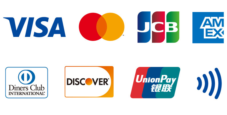 Visa/Mastercard/JCB/American Express/Diners Club/Discover/銀聯のタッチ決済 イメージ画像